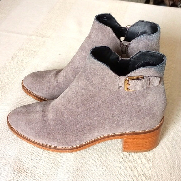 Cole Haan Shoes - Cole Haan Suede Leather Boots with Buckle Detail Size:8 Color:Gray